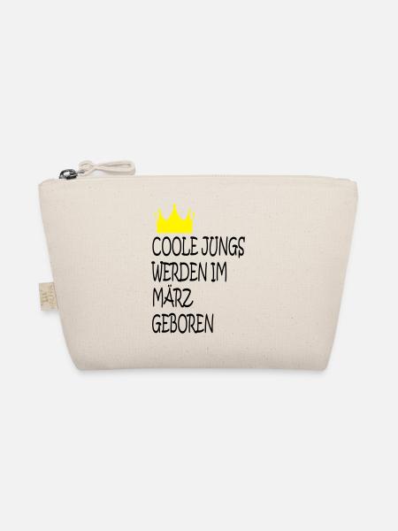 Coole Jungs im März geboren - Bio-Täschchen - Natur - Vorne