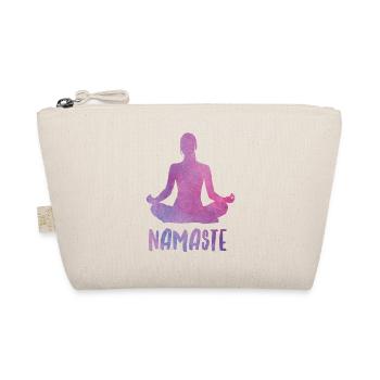 Yoga Silhouette mit Namaste Schriftzug - Bio-Täschchen - Natur - Vorne