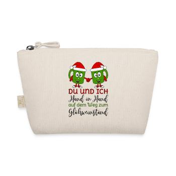 Glühwein Tassen Du und Ich Hand in Hand Spruch rot - Bio-Täschchen - Natur - Vorne