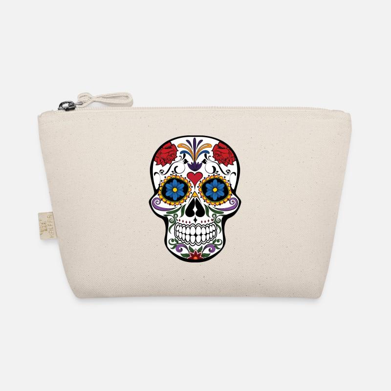 Bunter Totenkopf - Bio-Täschchen - Natur