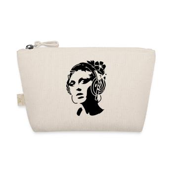 A young woman with headphones and a flower in her - Organic Pouch - nature - Front