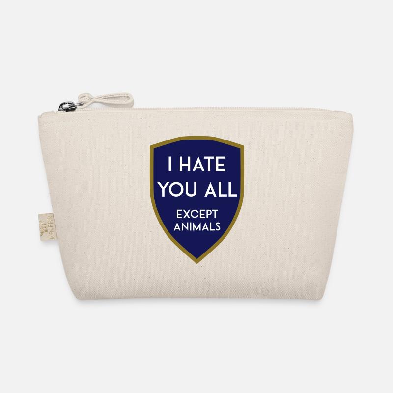 I HATE YOU ALL EXCEPT ANIMALS SHIELD - Bio-Täschchen - Natur