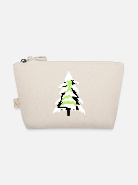 snow cold christmas tree fir tree fir stars - Organic Pouch - nature - Front