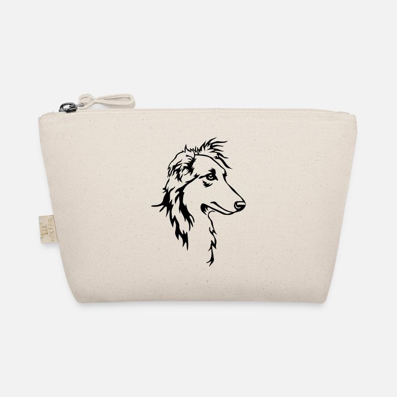 Langhaar Whippet Kopf - Bio-Täschchen - Natur