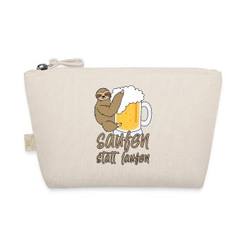 Saufen statt Laufen lustiger Spruch Faultier Bier - Bio-Täschchen - Natur - Vorne
