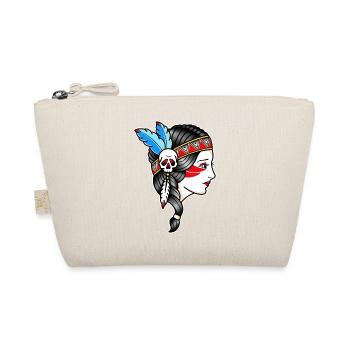 Indian woman face - old school drawing - Organic Pouch - nature - Front
