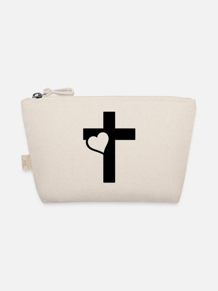 heart cross - Organic Pouch - nature - Front