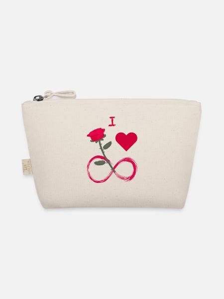 I love unendlich mit Rose - Bio-Täschchen - Natur