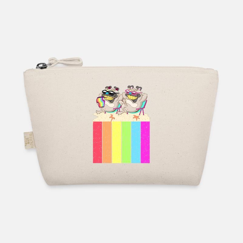 Hunde am Strand mit der Regenbogenfahne Bio-Täschchen