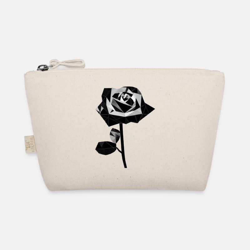 Polygone schwarze Rose - Bio-Täschchen - Natur