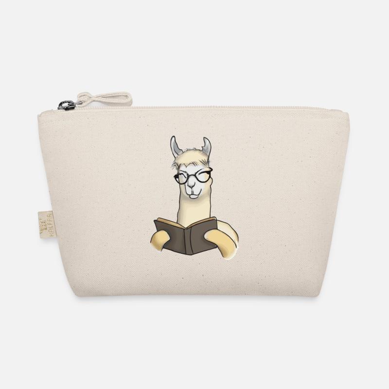 Alpaka liest Buch Geschenkidee Lama Llama Bio-Täschchen