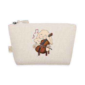 Cute Cello Playing Rabbit Kawaii Style - Organic Pouch - nature - Front