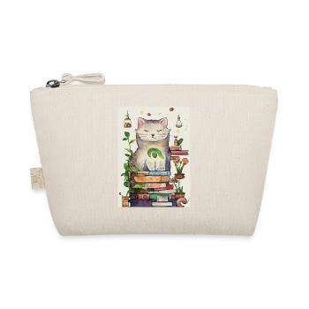 A cuddly cat on a pile of books - Organic Pouch - nature - Front