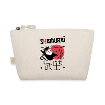 Shamuraï Cat Fighter, Funny Samurai Black Cat - Organic Pouch - nature - Front