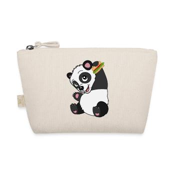 Cute Baby Panda with Sandwich - Organic Pouch - nature - Front