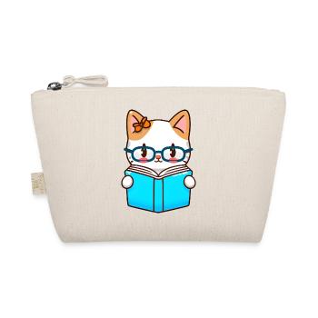 Kawaii Cat Reads Book Cat Literature - Organic Pouch - nature - Front
