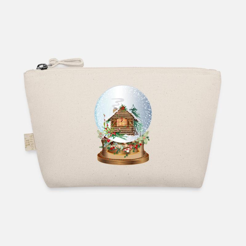 beautiful nostalgic snow globe with log cabin Organic Pouch