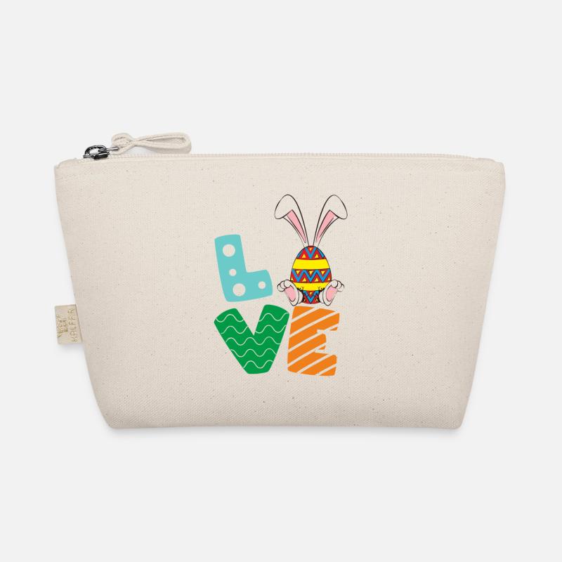 Easter inscription LOVE with Easter egg and hare - Organic Pouch - nature
