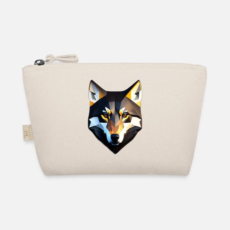 Low Poly Wolf Face Design Organic Pouch