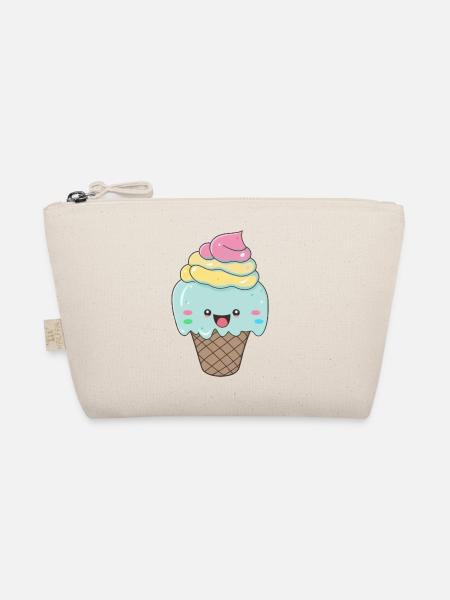 Kawaii Süßes fröhliches buntes Eis - Bio-Täschchen - Natur