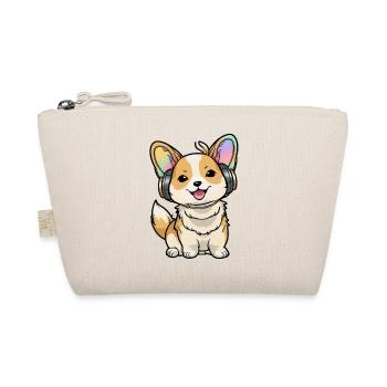 Kawaii Cute Happy Colorful Dog avec des écouteurs - Trousse biologique - nature - Devant