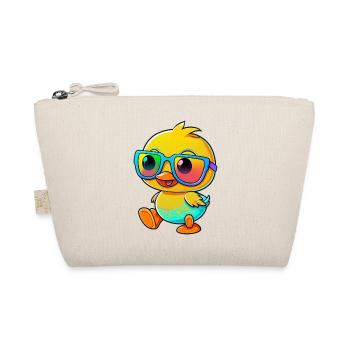 Kawaii Cute Happy Colorful Duck with Sunglasses - Organic Pouch - nature - Front