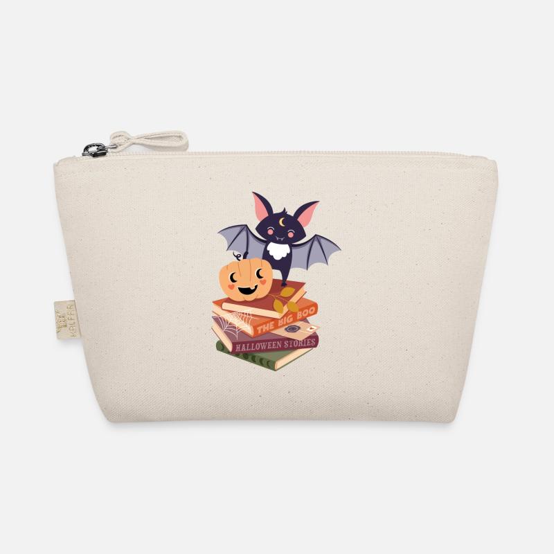 Bat on Halloween Book Stack Organic Pouch