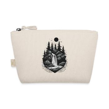 Tattoo-Stil Wasserfall Logo mit Kiefern und Felsen - Bio-Täschchen - Natur - Vorne