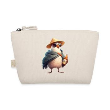Cooler Pinguin mit Hut und Bierflasche - Bio-Täschchen - Natur - Vorne