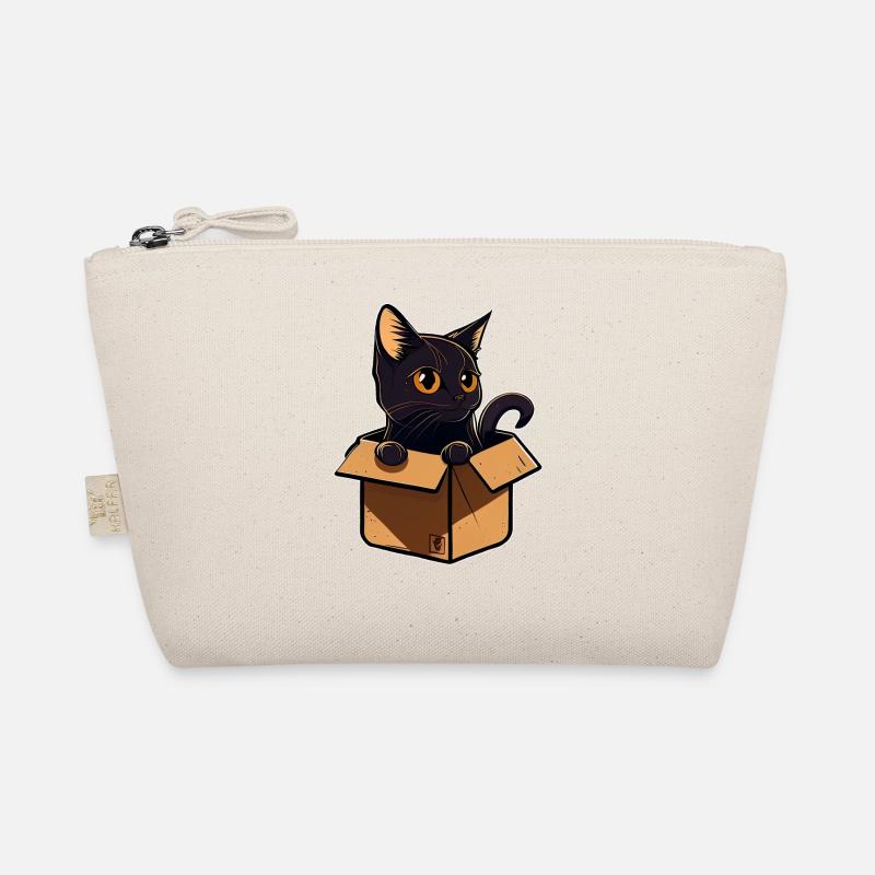 Schwarze Katze in einer Box v2 - Bio-Täschchen - Natur