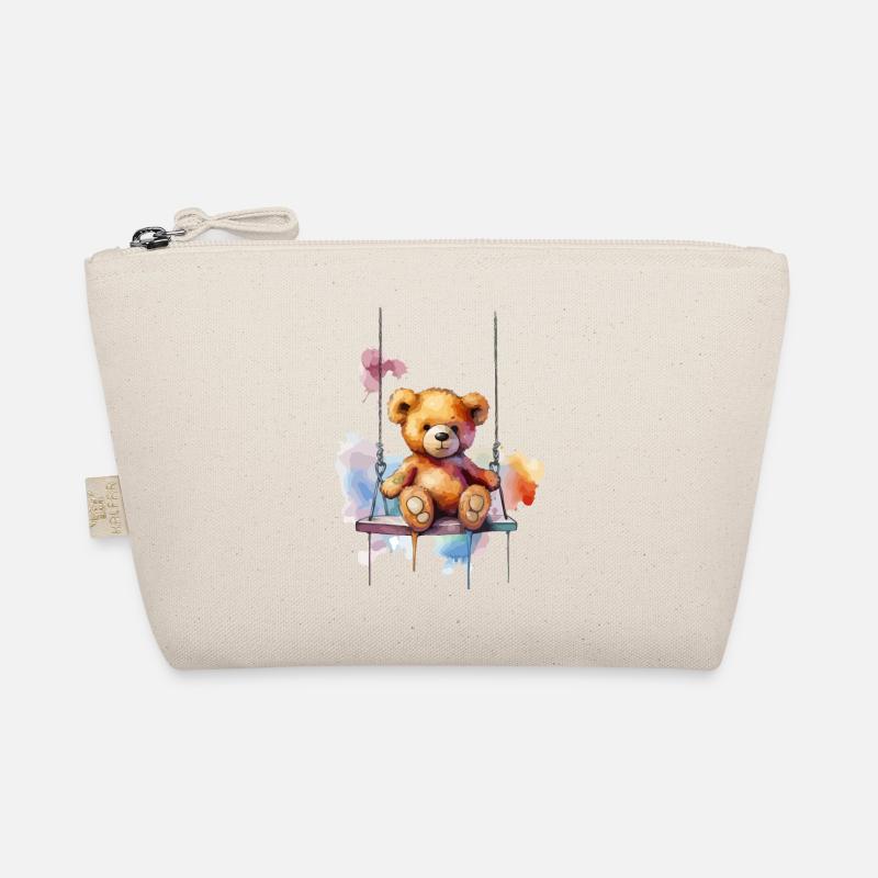Teddybär auf ihrer Schaukel - Bio-Täschchen - Natur