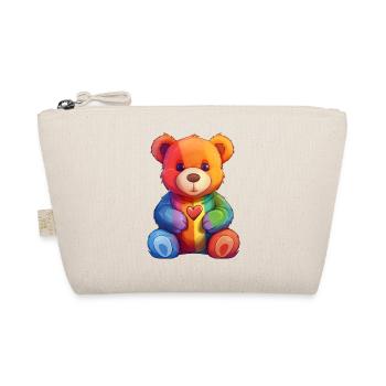Rainbow Heart Bear Plush - Organic Pouch - nature - Front
