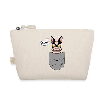 Boston Terrier in breast pocket, funny - Organic Pouch - nature - Front