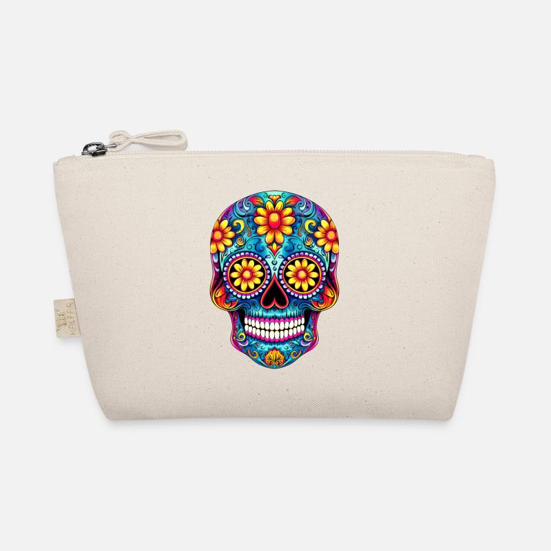 Skull, Flowers, Mexico, Floral, Dia de Muertos Organic Pouch
