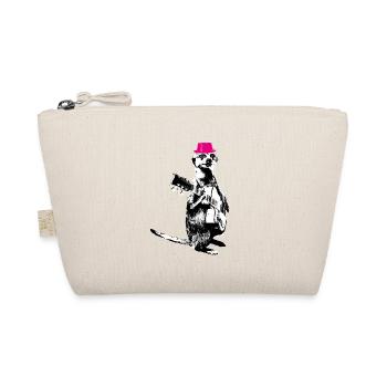 Meerkat Guitarplayer White BG Magenta Hat - Organic Pouch - nature - Front
