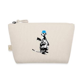 Meerkat Guitarplayer White BG Cyan Hat - Organic Pouch - nature - Front