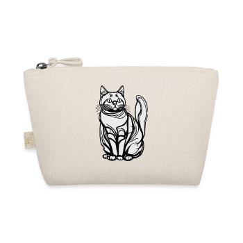 One-Line Sitting Cat - Organic Pouch - nature - Front