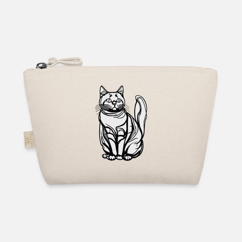 Einzeilige sitzende Katze Bio-Täschchen