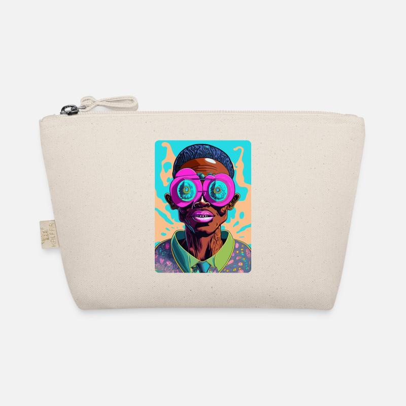 Flashy Afro Man with Glasses Organic Pouch