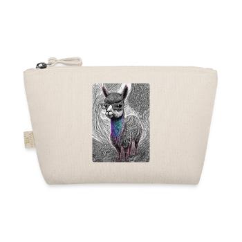 Black and White Llama with Glasses - Organic Pouch - nature - Front