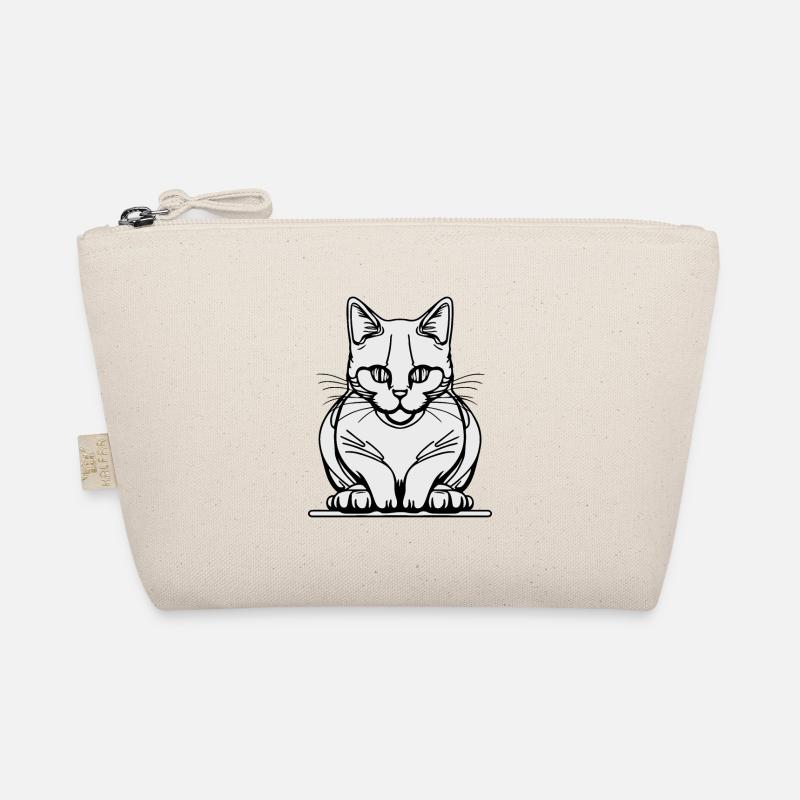 Einzeilige sitzende Katze Bio-Täschchen
