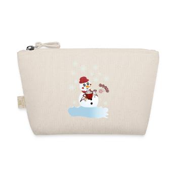 Schneemann und heiße Schokolade zu Weihnachten - Bio-Täschchen - Natur - Vorne