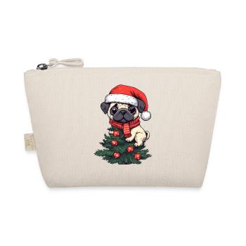 Weihnachts-Mops - Niedlicher Baumwächter - Bio-Täschchen - Natur - Vorne