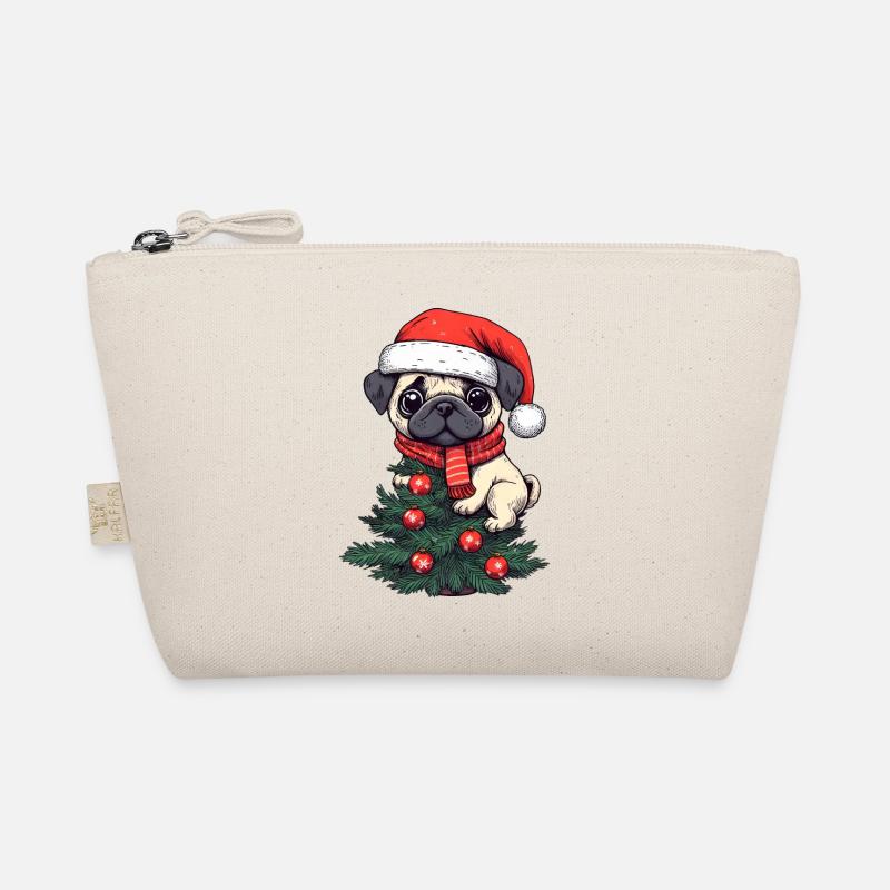 Weihnachts-Mops - Niedlicher Baumwächter Bio-Täschchen