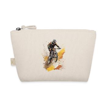 Mountain Bike Bicycle Gift Idea, Downhill Action - Organic Pouch - nature - Front