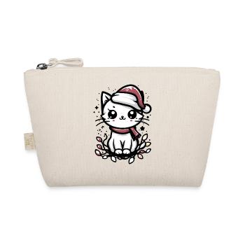 Mignon chat de Noël père Noël chapeau lumières de Noël - Trousse biologique - nature - Devant