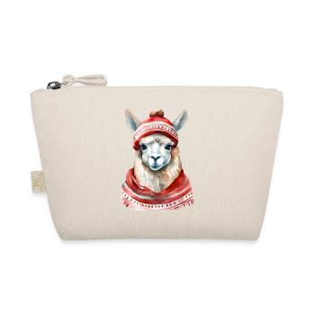Lama avec chapeau d’hiver rouge et écharpe - Trousse biologique - nature - Devant
