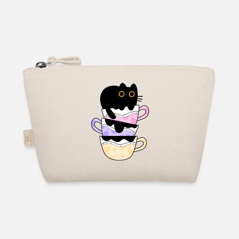 Black Coffee Cat Funny - Organic Pouch - nature
