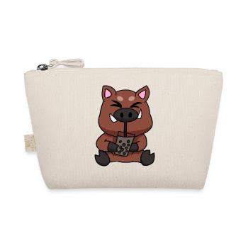 Bubble Tea Drinking Wild Boar Anime Kawaii - Organic Pouch - nature - Front