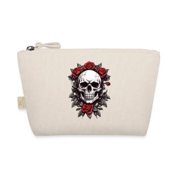 Totenkopf mit roten Rosen - Bio-Täschchen - Natur - Vorne